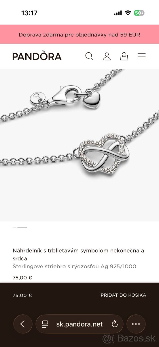 Pandora strieborný náhrdelník - 10