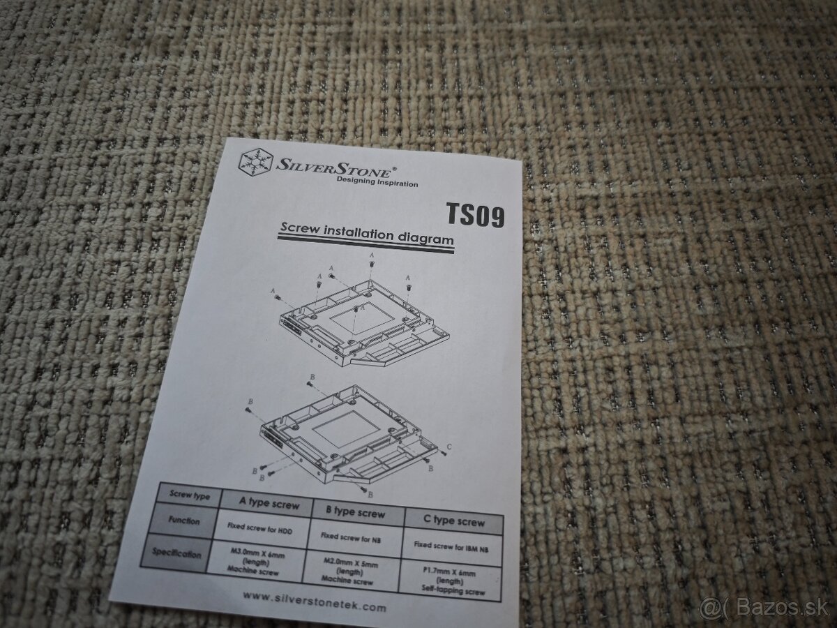 SilverStone TS09 – SATA HDD/SSD adaptér do notebooku (12,7 m - 10