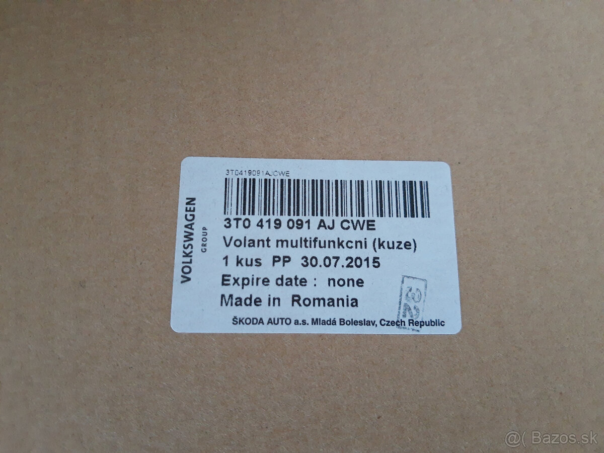 Komplet nový originálny MF volant Škoda + nový airbag - 10