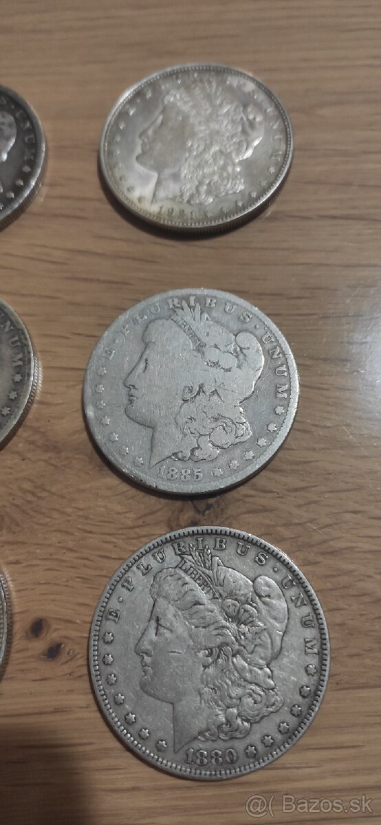 Predám strieborné mince Morgan Silver Dollar - 10