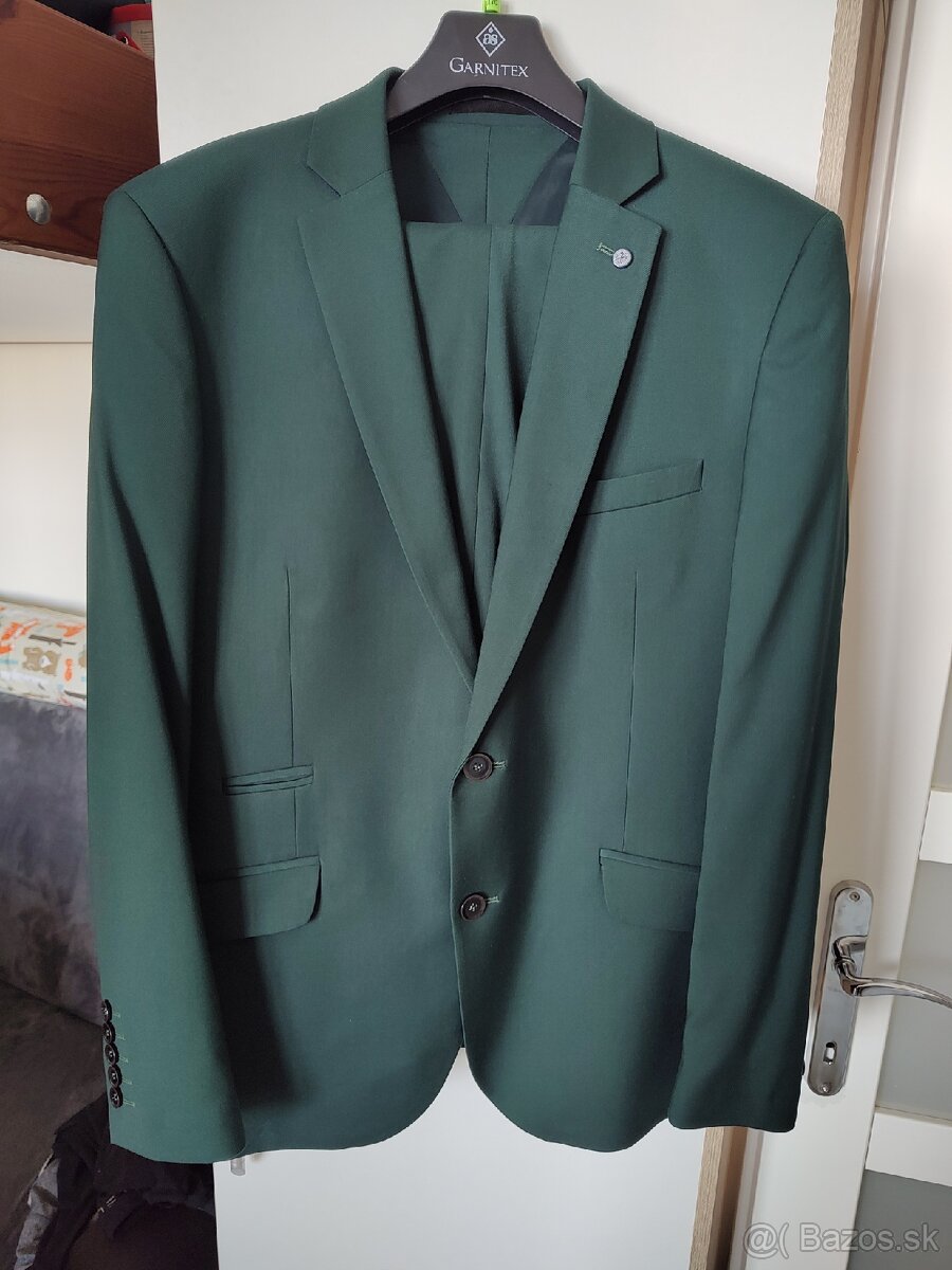 Pánsky tmavozelený oblek svadobný - 10