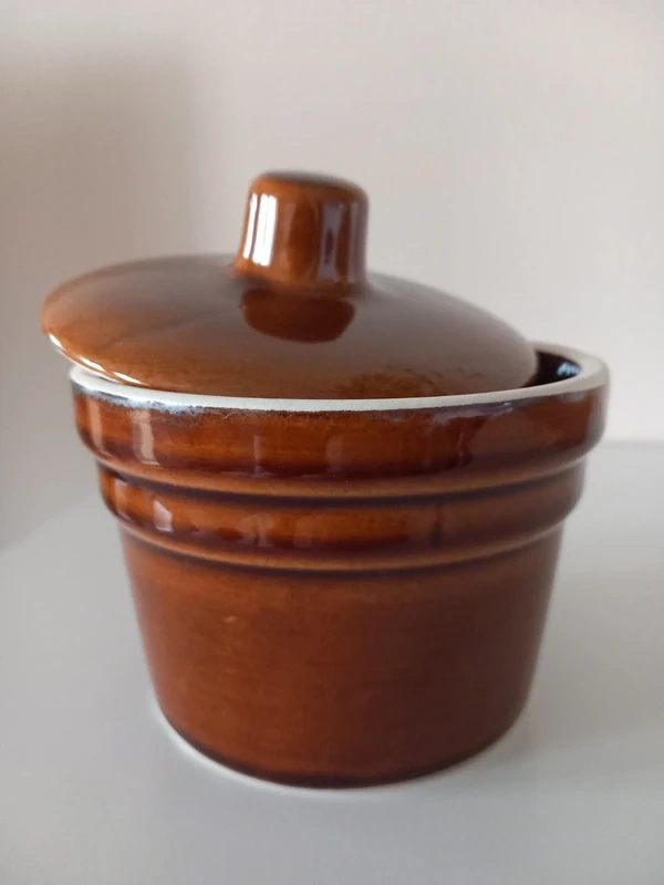 Stará kameninová dóza s vrchnákom 11,5x11,5 cm - 10