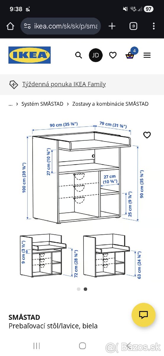 prebaľovací pult ikea Smastad - 10