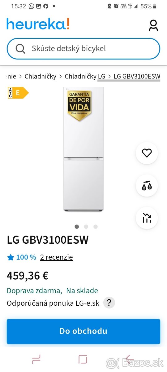 LG chladnička s mrazničkou NOVA V ZARUKE - 10