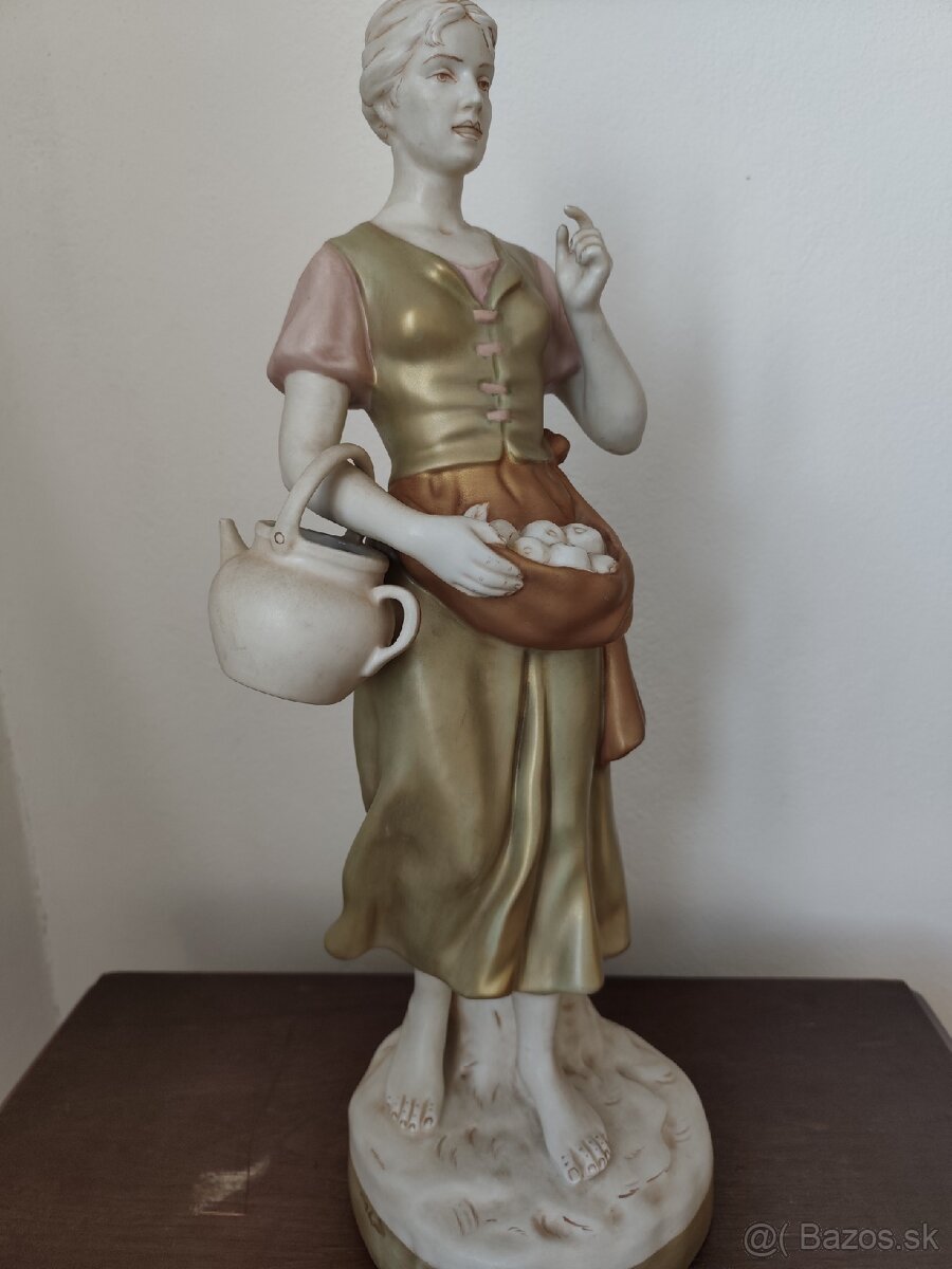 Royal dux veľká porcelánová socha žena s jablkami 52 cm - 10