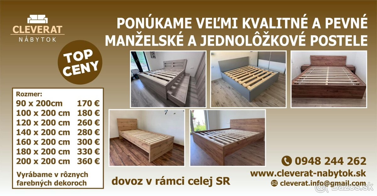 Predám kvalitné manželské postele - rôzne rozmery - NOVE - 10