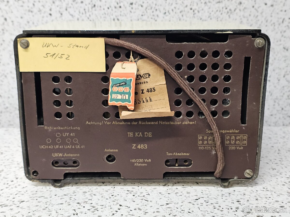 TE-KA-DE Z483 》Starožitné elektronkové radio 》bakelit Tekade - 10