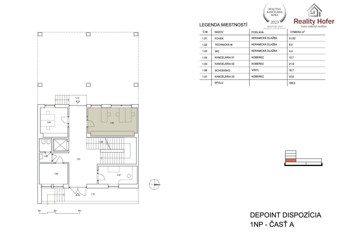 Kompl. zrekonštruovaná kancelária 21,6m2, DePoint, Prešov - 10