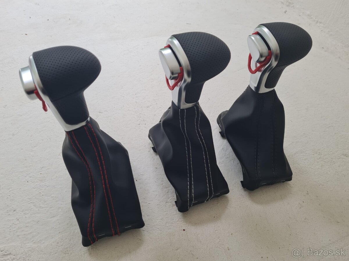 Radiaca páka pre automat AUDI / čierna biela červená nitka - 10