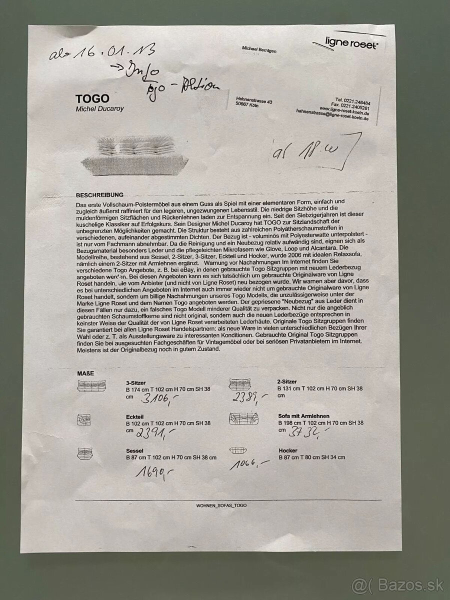 Sedacia súprava Ligne Roset TOGO, 6-dielna Alcantara výplet - 10