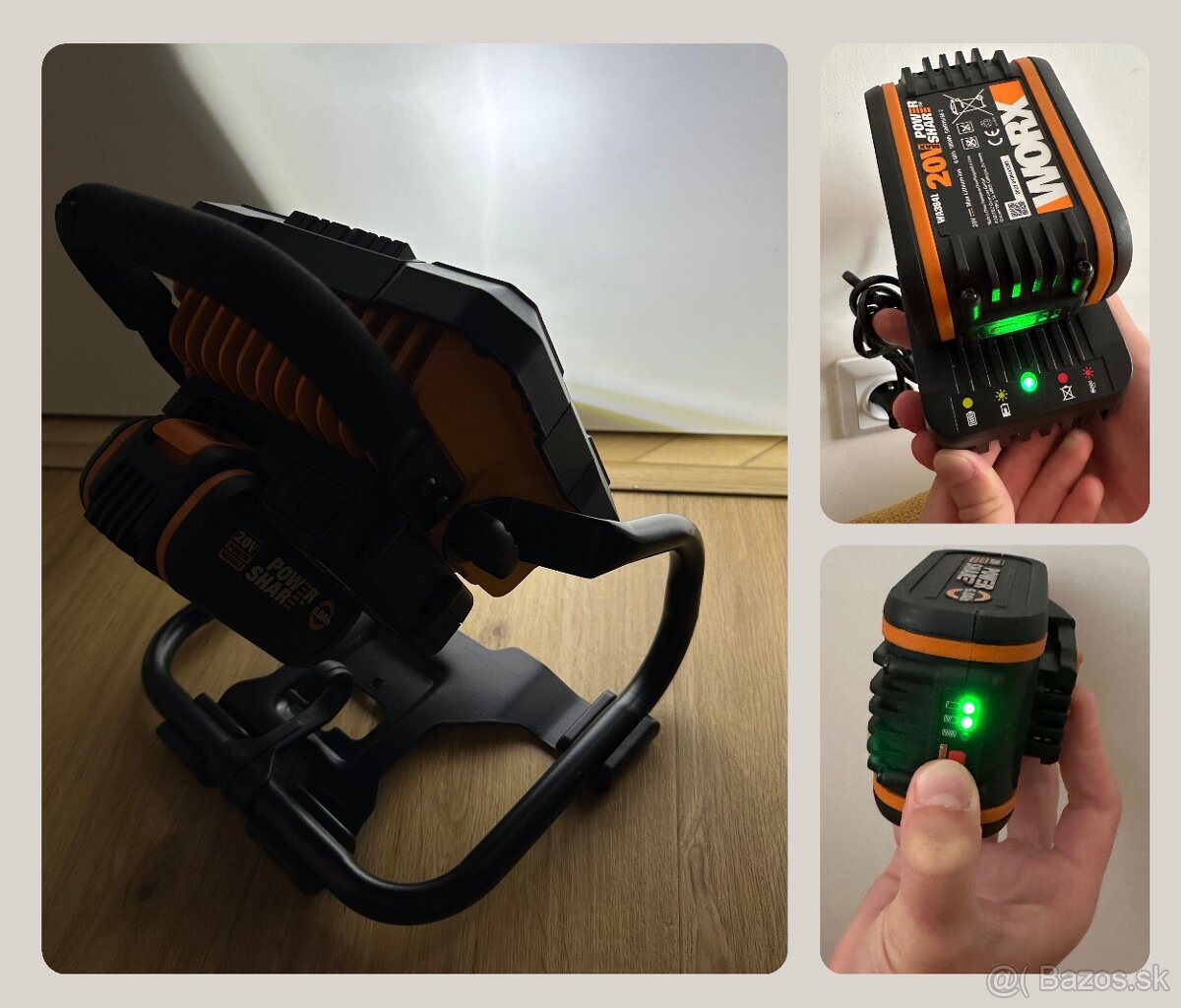 Aku pracovné svetlo WORX 20V WX026.9 s AKU a NABÍJAČKOU - 10