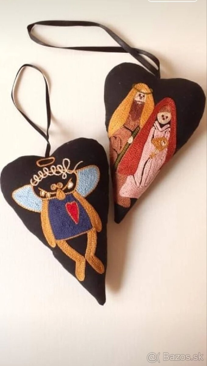 Vianočné srdiečka – ručná výroba z bavlny - 10