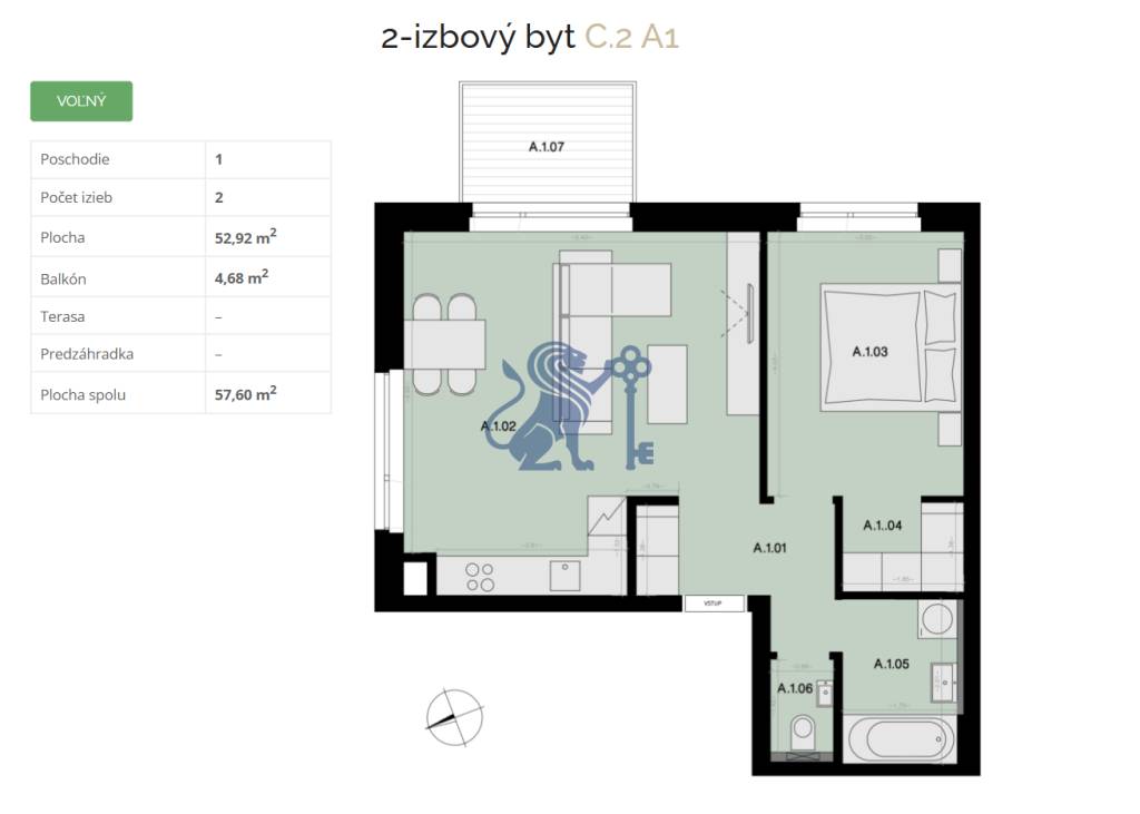 Na predaj 2-izbový byt s balkónom - A1 - 10