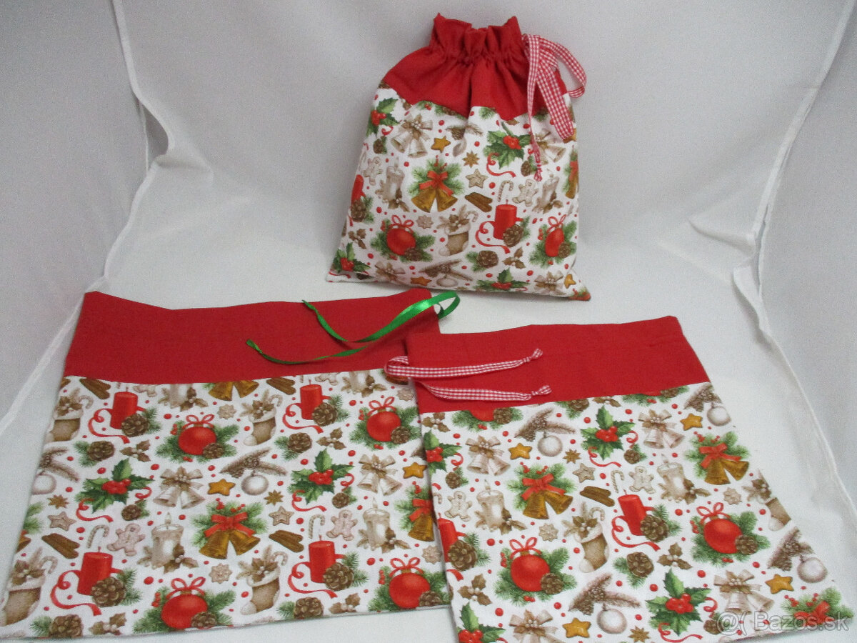 Vianočná obliečka a vrecko v rovnakom dekore - 10