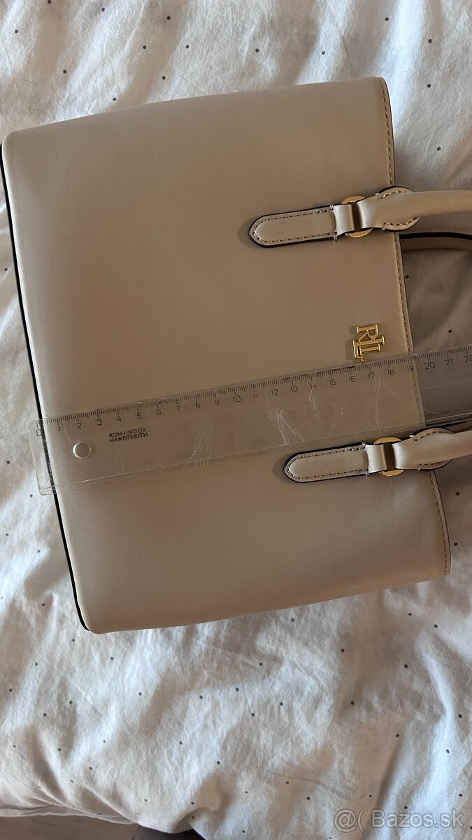 Kožená kabelka Lauren Ralph Lauren Marcy - svetlo bežová - 10