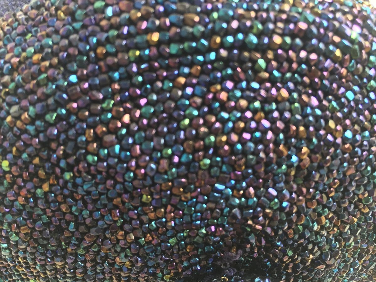 Starozitna antik vyse 100 rocna kabelka posita koralikmi - 10