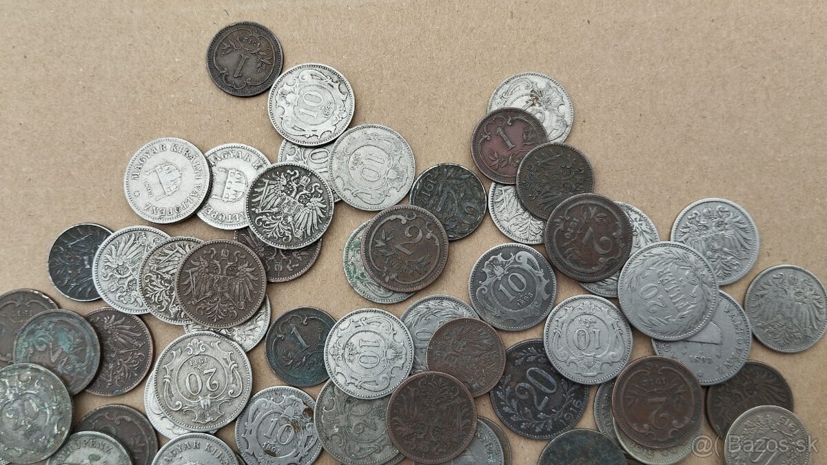 Staré mince, fillery viz foto, rakousko uhersko,konvolut min - 10