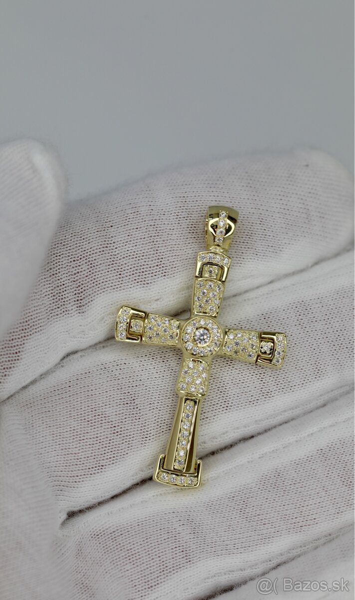 Zlatý prívesok krížik 585/14K zlato. Vaha:8,14g. - 10