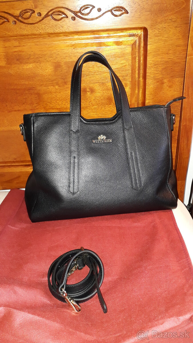 čierna minimalistická kožená kabelka - nová - 10