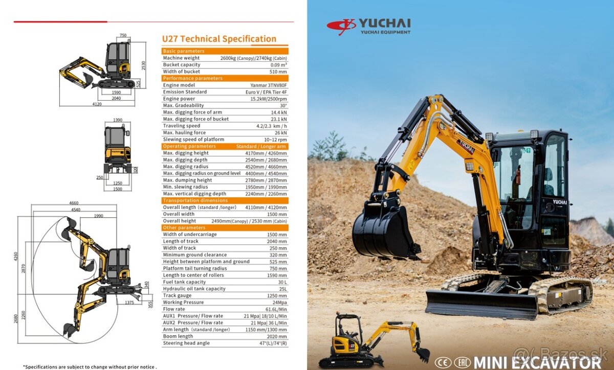 Minibager YUCHAI U27 Premium 2740 kg - 10