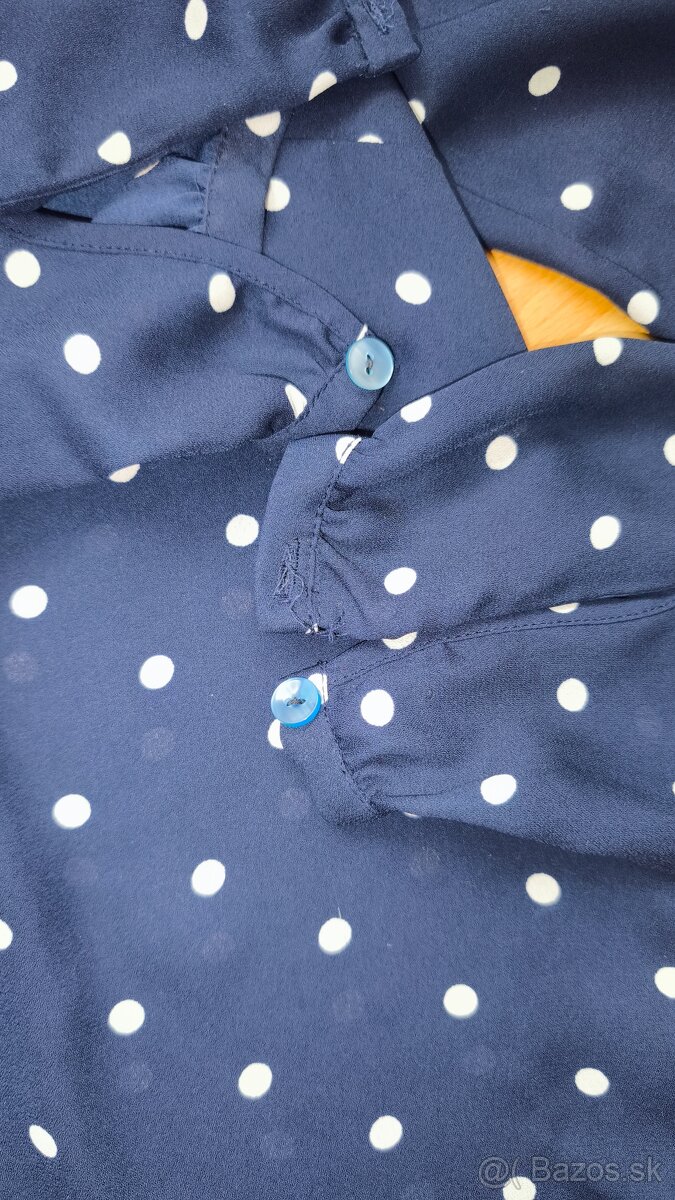 Tmavomodré bodkovaná blúzka - 10