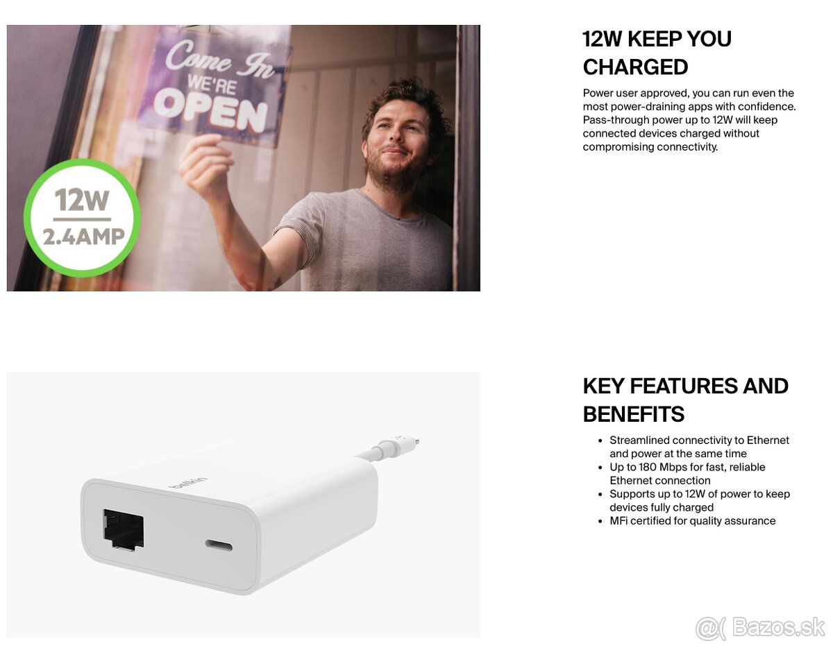 Belkin Lightning Ethernet adaptér – priamo pre iPad/iPhone - 10
