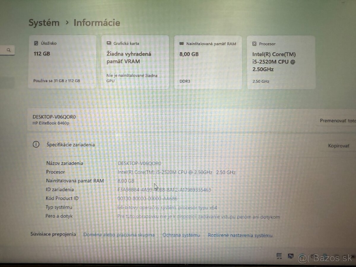 Notebook HP EliteBook 8460p i5-2520M/8GB RAM/120GB SSD - 10