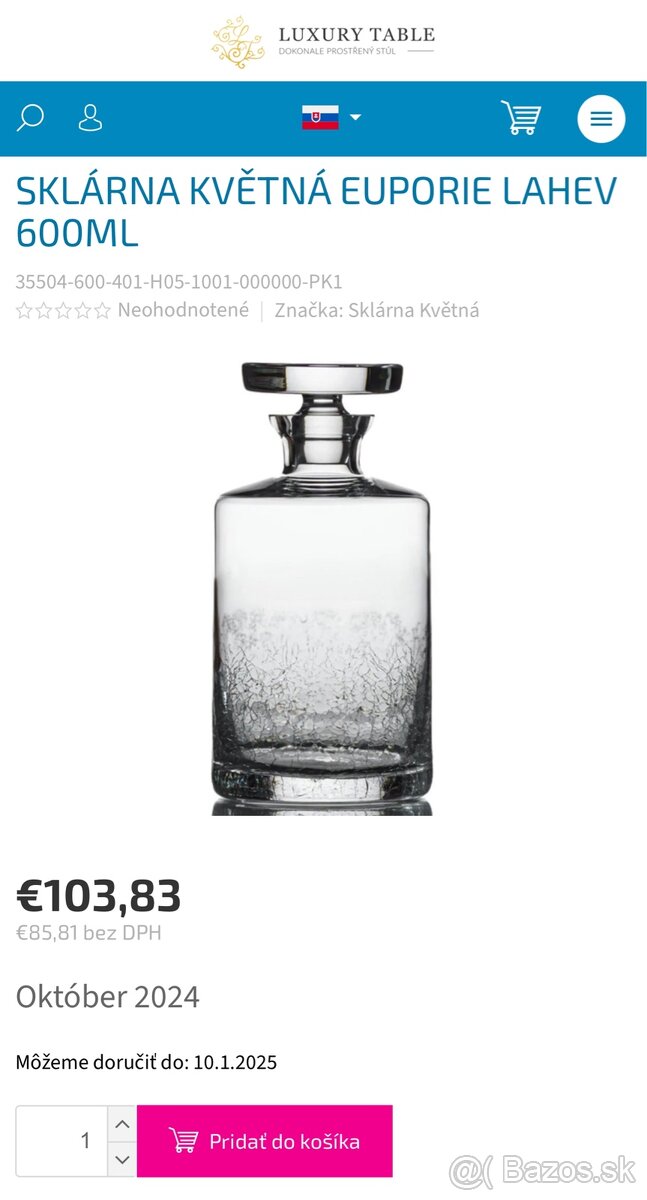 Kryštálová karafa “Euporie” 600 ml Květná CZ - 10