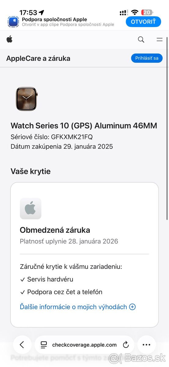 Dobrý deň Ponúkam na predaj Apple Watch 10 46mm Jet Black - 10