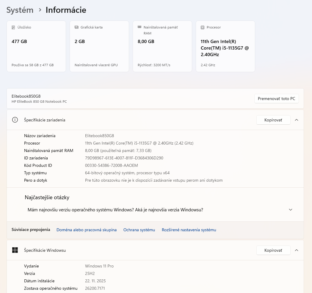 Predám HP EliteBook 850 15,6" G8 - 10