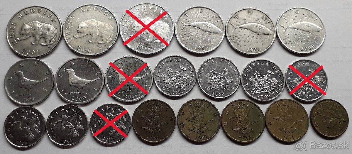 Mince - rôzne štáty - 121 kusov - 10