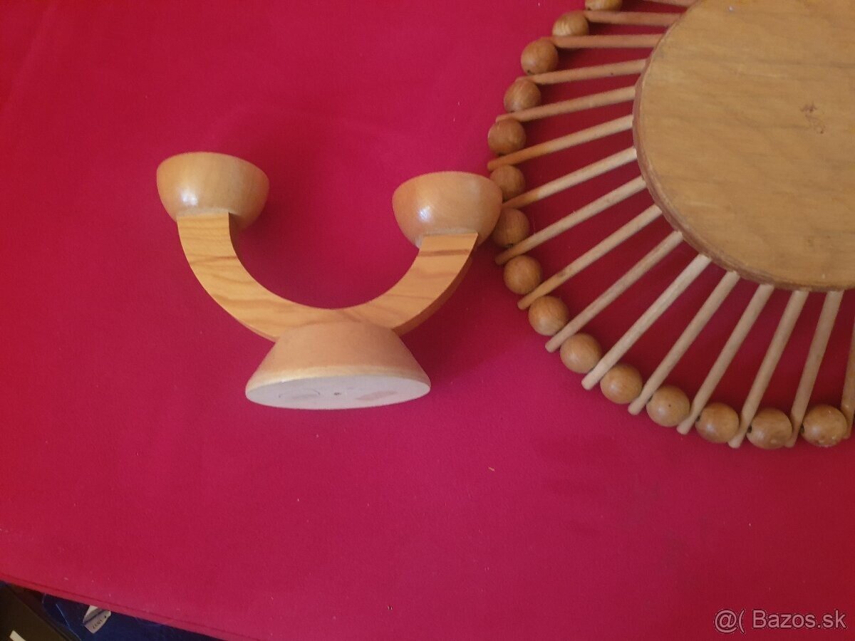 Sklenený krčah, drevená misa a svietnik - 10