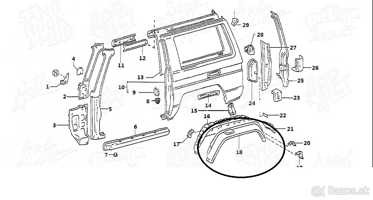 Vnútorný lem zadného blatníka Toyota Land Cruiser 70-73 - 10