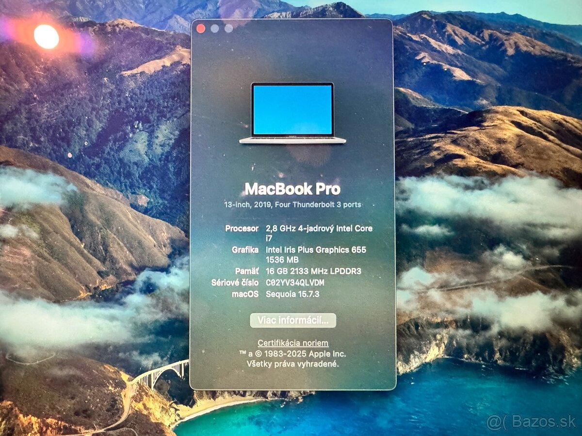 MacBook Pro 13” (2019) - Intel i7-2,8 GHz/16 GB/512GB - 10