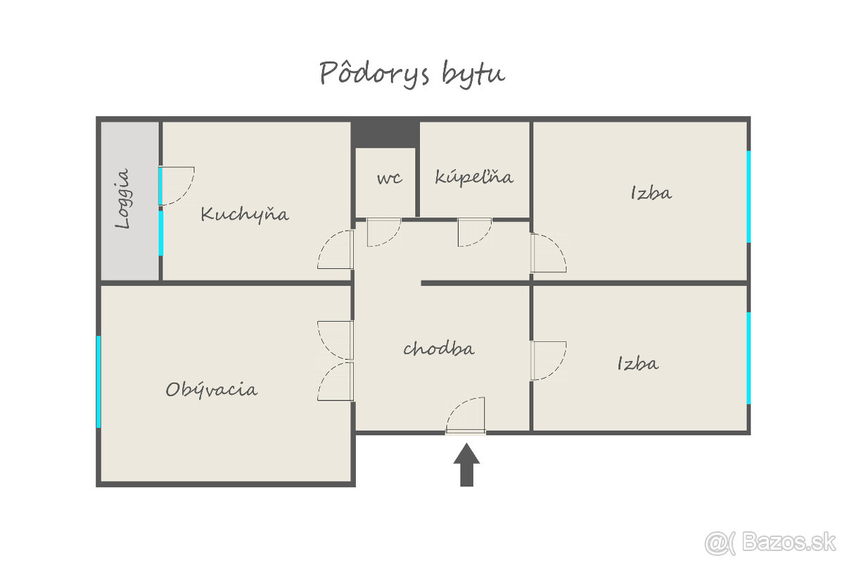 3i byt BB / SÁSOVÁ / 70 m2 / LOGGIA / PEKNÝ VÝHĽAD - 10