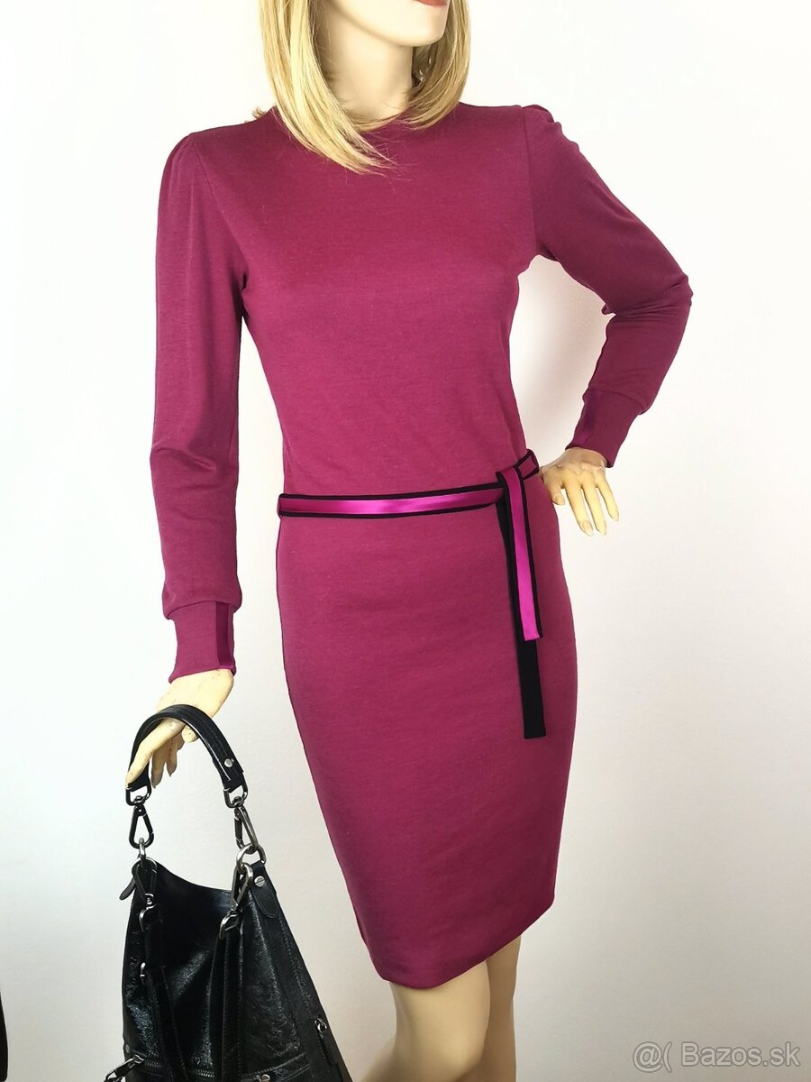 Bordové merino šaty na každý deň - 10