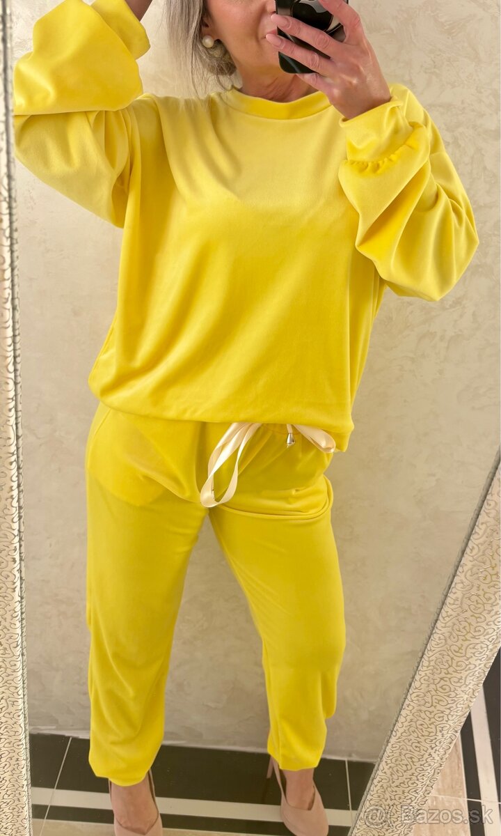 Damska talianska velurova suprava yellow - 10