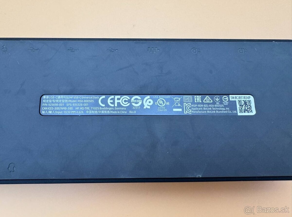Predám dokovaciu stanicu na notebooky HP HP USB-C Universal - 10