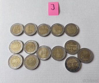 2 € pamätné mince z obehu Nemecko A,D,F,G,J - 10