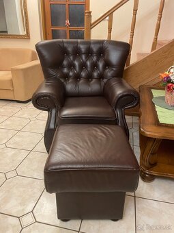 Chesterfield ( 9 miestna) kožená sedacia súprava - 10