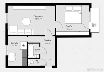 2 izbový byt s balkónom – ul. Hollého, Michalovce - 10