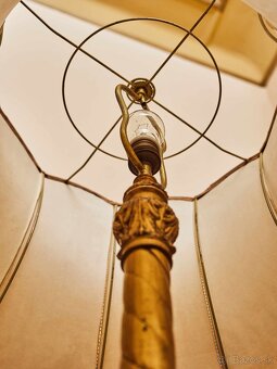 Starožitná stojacia lampa s látkovým tienidlom - 10