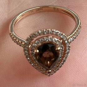 Zlatý prsteň s Quartzom a diamantami - 10