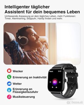 Chytré hodinky P72 – 1,85" - volanie, IP68, v CZ čierné - 10