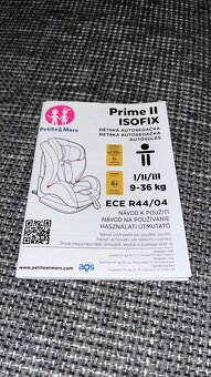 Červená autosedačka Petite&Mars Prime II 9-36 kg isofix - 10