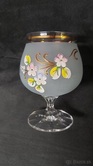 Poháre s kvetinkami na koňak ručná maľba 6ks - 10