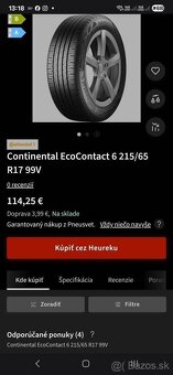 letné pneumatiky 215/65R17 Continental dot22 - 10