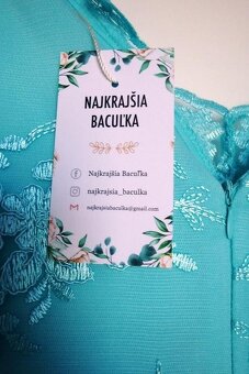 Spoločenské mentolové spoločenské šaty pre moletky - 10