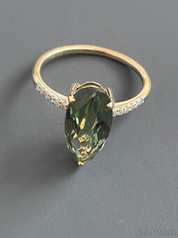 Zlatý prsteň s Turmalínom a diamantami - 10