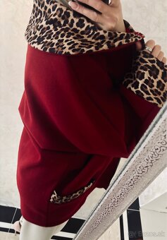 Damsky oversize kabatik bordo - 10